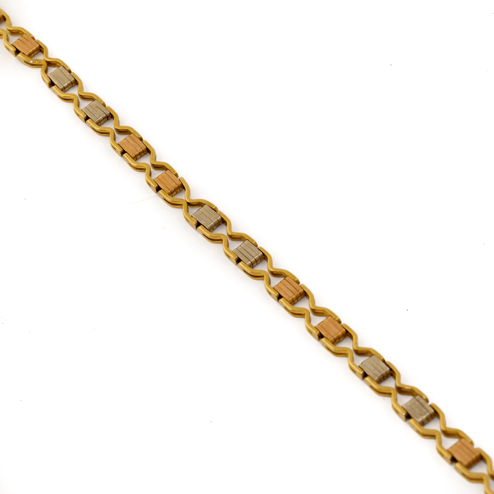 18k Tri - Tone x Vintage 5mm "Helix" Chain Link Bracelet - Kingdom Jewelry