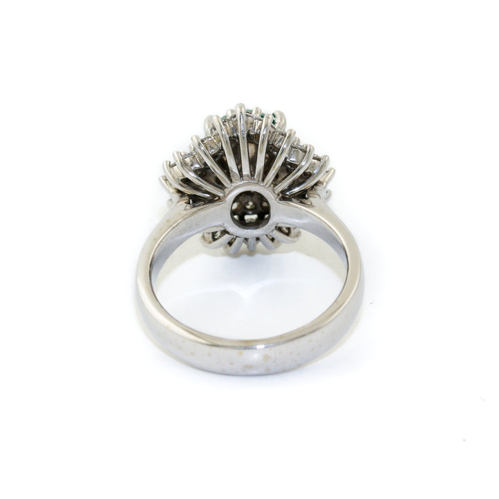 18k White Gold x 1.92 Domed Emerald & Pave Diamond Cocktail Ring - Kingdom Jewelry