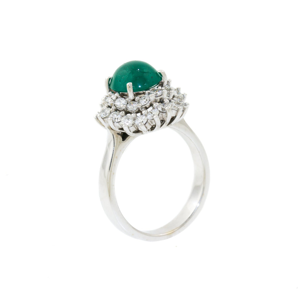 
                  
                    18k White Gold x 1.92 Domed Emerald & Pave Diamond Cocktail Ring - Kingdom Jewelry
                  
                