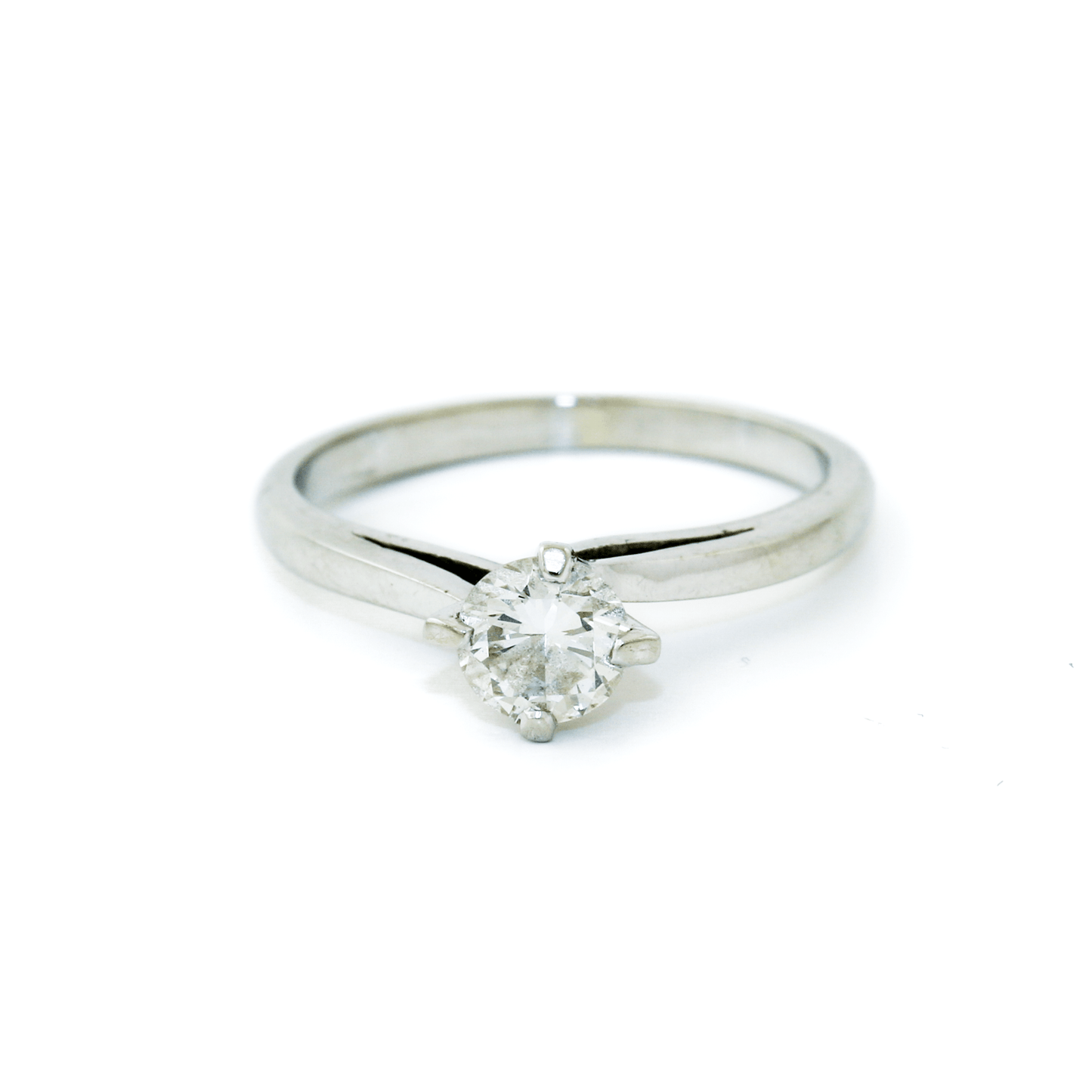 18k White x Vintage 5mm Round - Cut Diamond Bypass Solitaire Engagement - Kingdom Jewelry