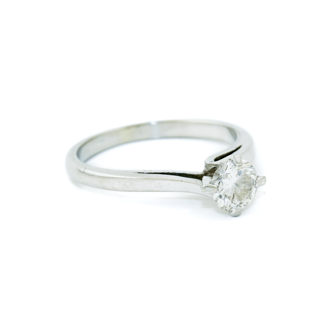 18k White x Vintage 5mm Round - Cut Diamond Bypass Solitaire Engagement - Kingdom Jewelry