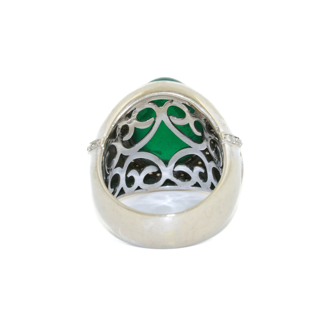 18k x Green Onyx & Pave Diamond Ring - Kingdom Jewelry