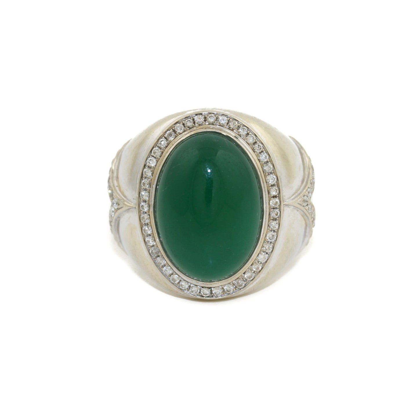 18k x Green Onyx & Pave Diamond Ring - Kingdom Jewelry