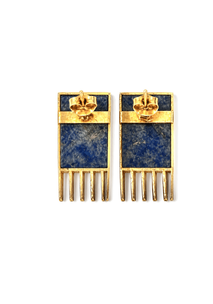 18k Yellow Gold and Lapis Vintage Earrings - Kingdom Jewelry
