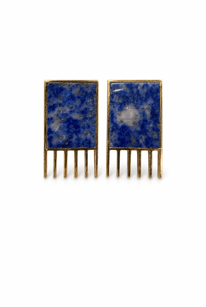 18k Yellow Gold and Lapis Vintage Earrings - Kingdom Jewelry