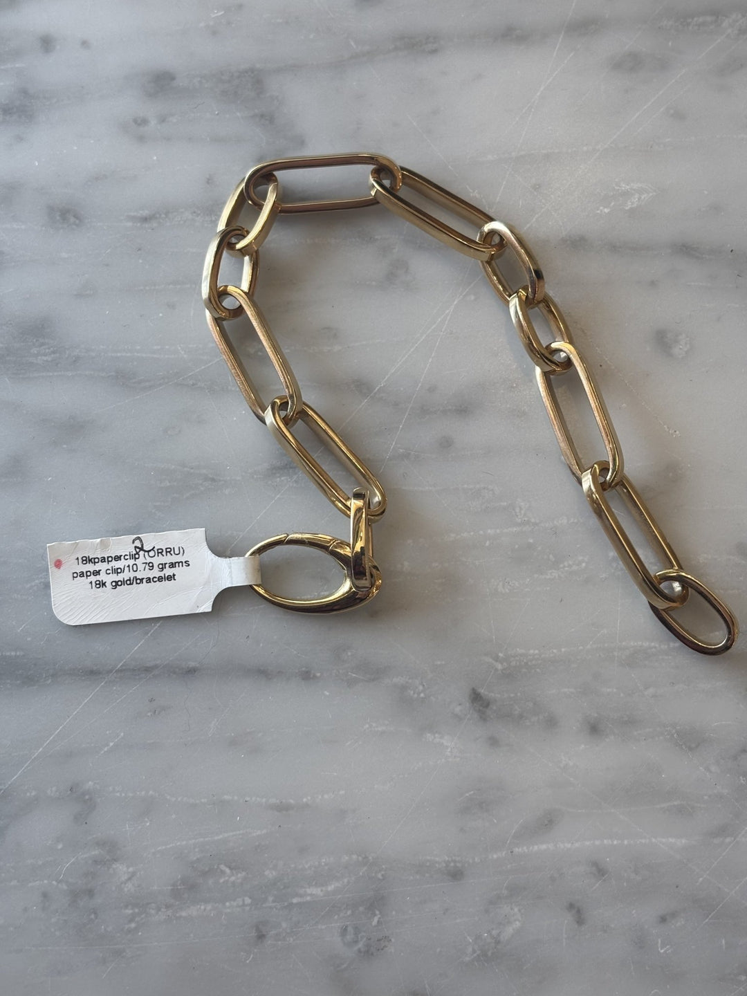 18K Yellow Gold Semi Hollow Paperclip Bracelet - Kingdom Jewelry
