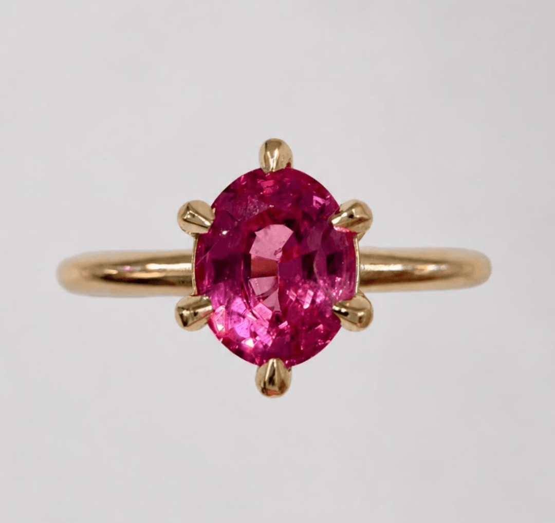 18K Yellow Gold Spinel Solitaire Ring - Kingdom Jewelry