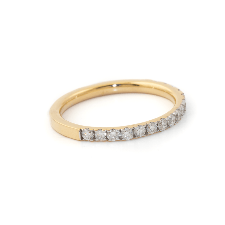 18k Yellow Gold x 2mm Pavé 0.37ctw Lab Diamond VVS+ E Channel Band - Kingdom Jewelry