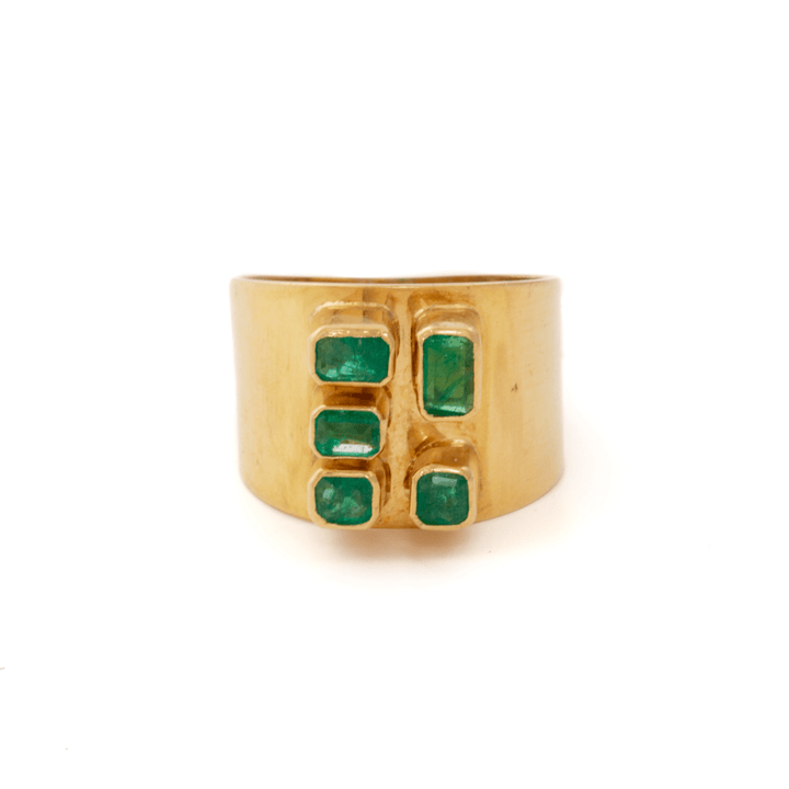 18k Yellow Gold x Abstract 1.3cm Emerald Broad Band - Kingdom Jewelry