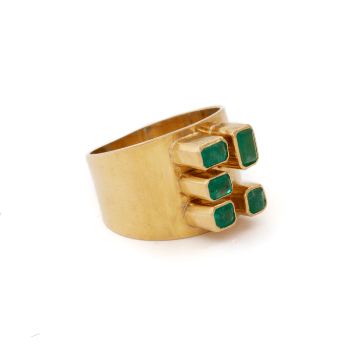 18k Yellow Gold x Abstract 1.3cm Emerald Broad Band - Kingdom Jewelry