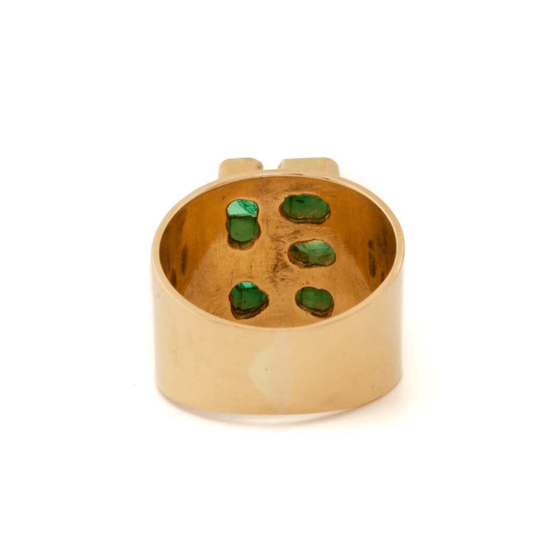 18k Yellow Gold x Abstract 1.3cm Emerald Broad Band - Kingdom Jewelry