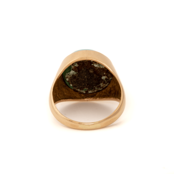 18k Yellow Gold x Domed Turquoise Cabochon Signet - Kingdom Jewelry