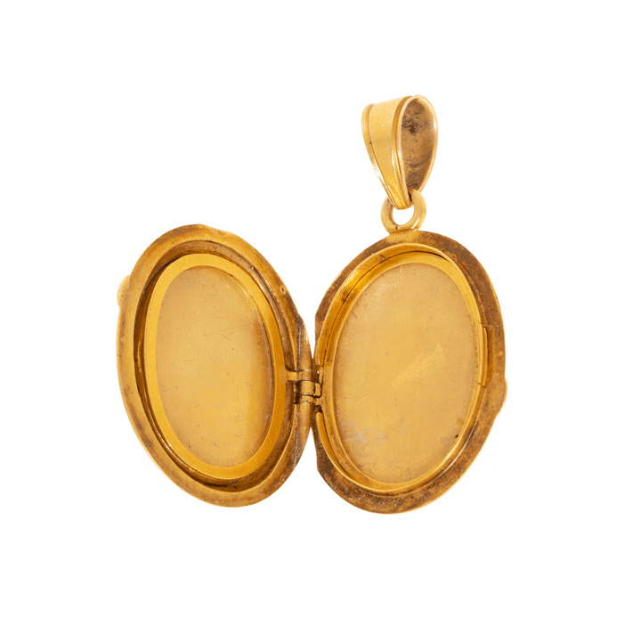 18k Yellow Gold x Victorian Enamel "Cherub" Locket - Kingdom Jewelry