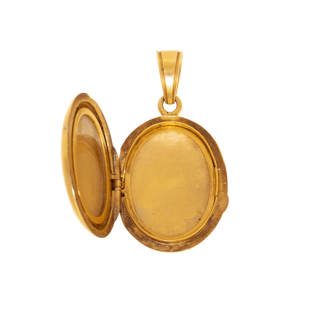 18k Yellow Gold x Victorian Enamel "Cherub" Locket - Kingdom Jewelry