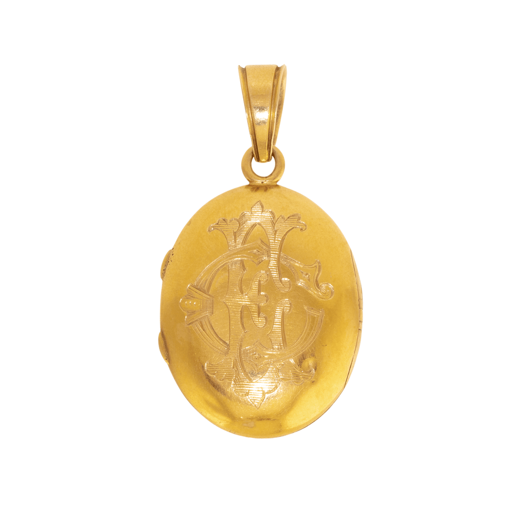 18k Yellow Gold x Victorian Enamel "Cherub" Locket - Kingdom Jewelry