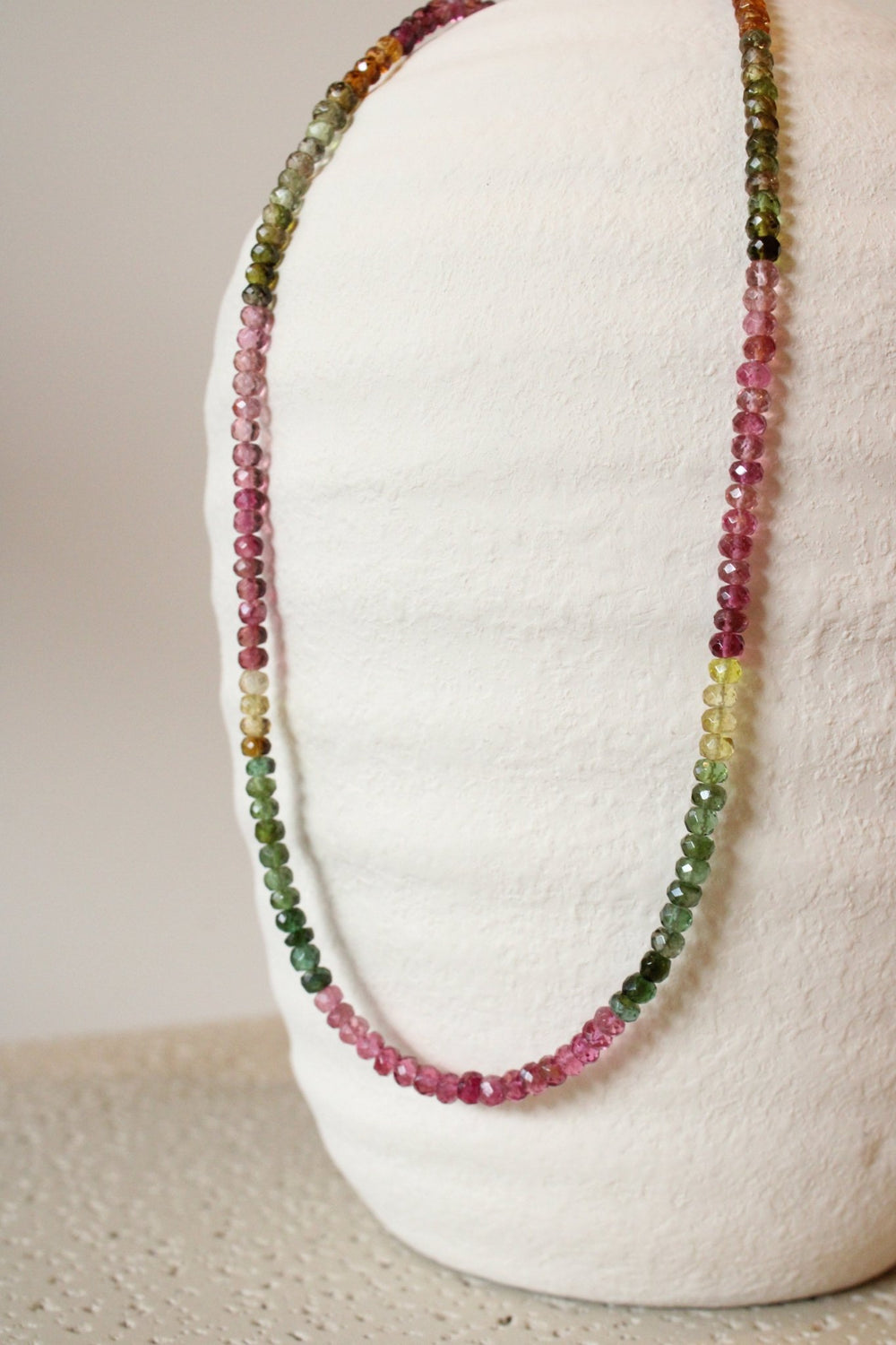 19" Faceted Watermelon Tourmaline Gem Strand Necklace - Kingdom Jewelry