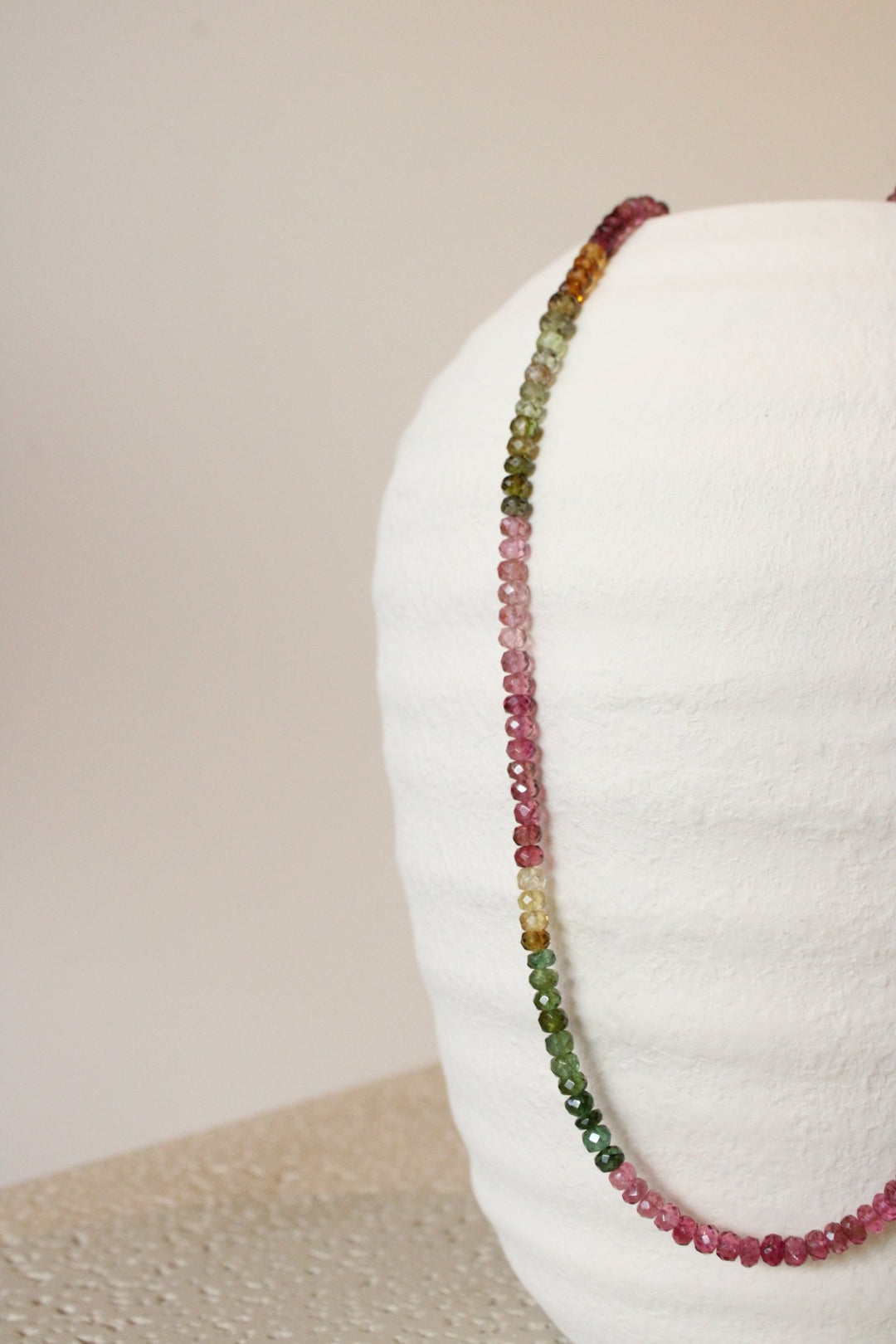 19" Faceted Watermelon Tourmaline Gem Strand Necklace - Kingdom Jewelry