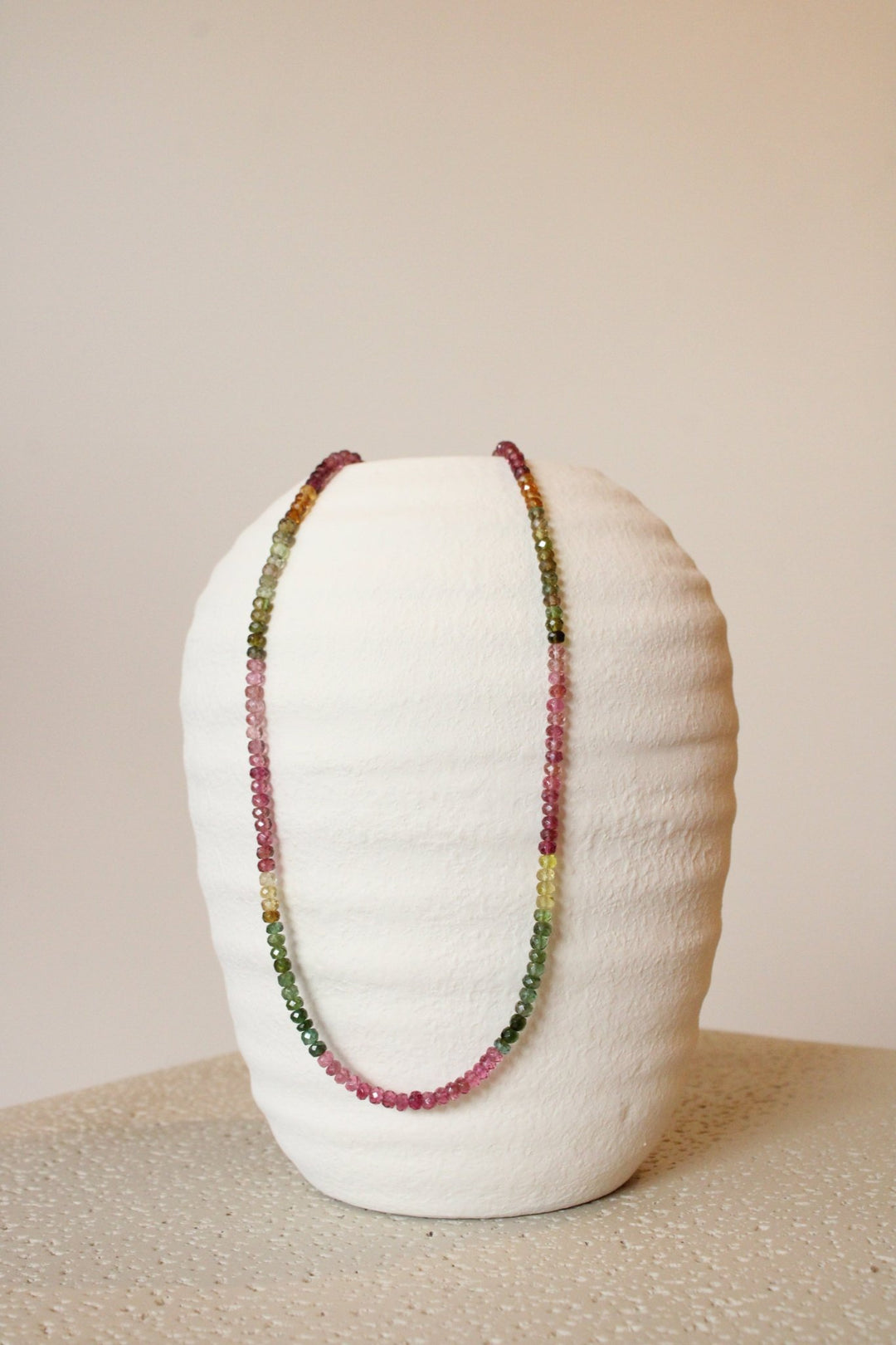 19" Faceted Watermelon Tourmaline Gem Strand Necklace - Kingdom Jewelry