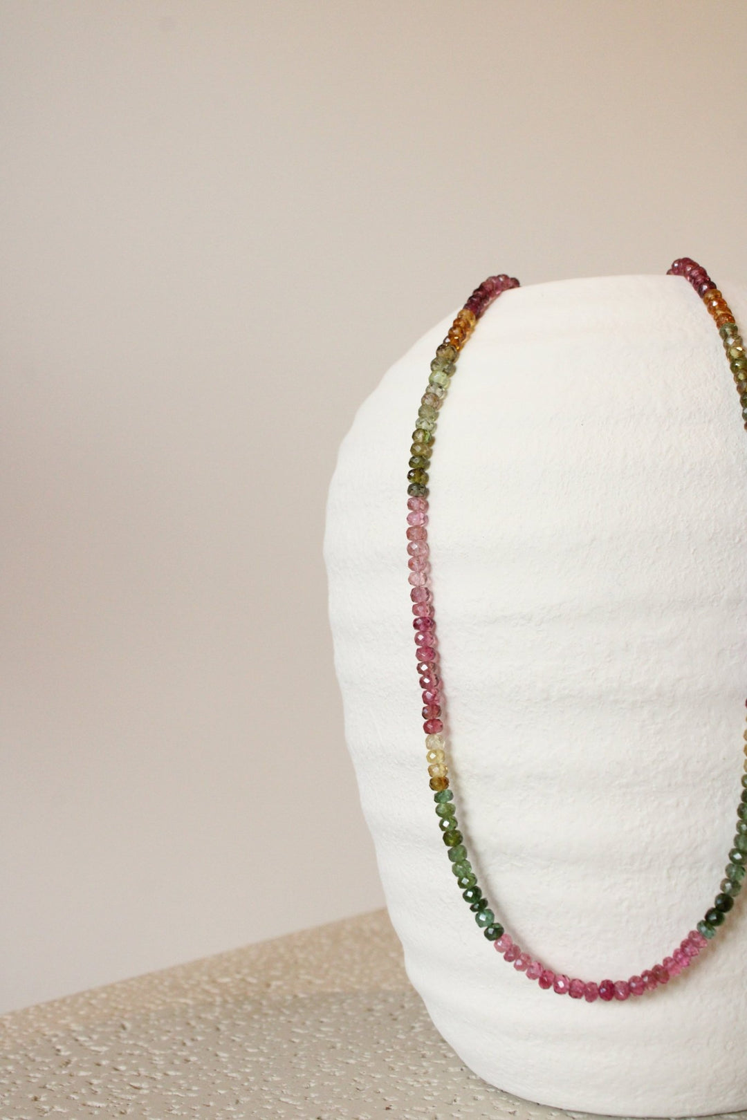 19" Faceted Watermelon Tourmaline Gem Strand Necklace - Kingdom Jewelry