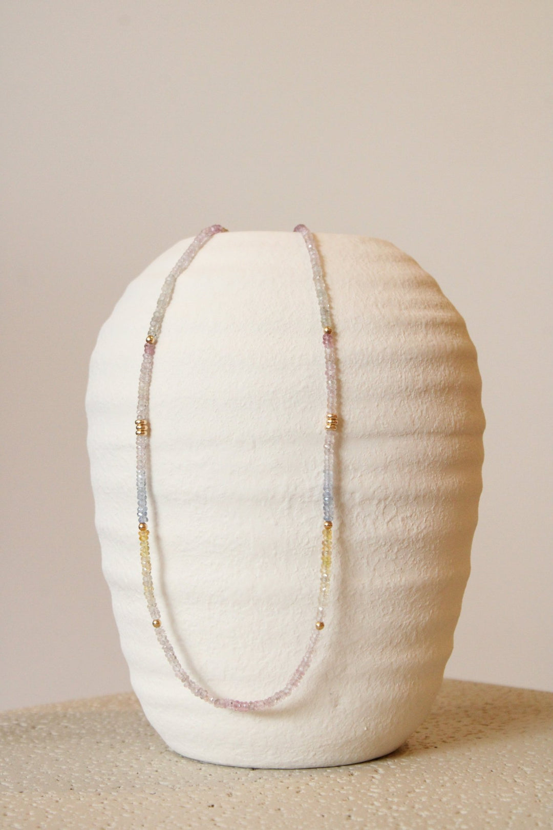 19" Rainbow Pastel Sapphire Gem Strand x 14K Gold Beads - Kingdom Jewelry