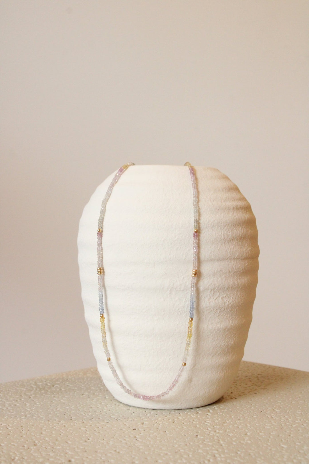 19" Rainbow Pastel Sapphire Gem Strand x 14K Gold Beads - Kingdom Jewelry