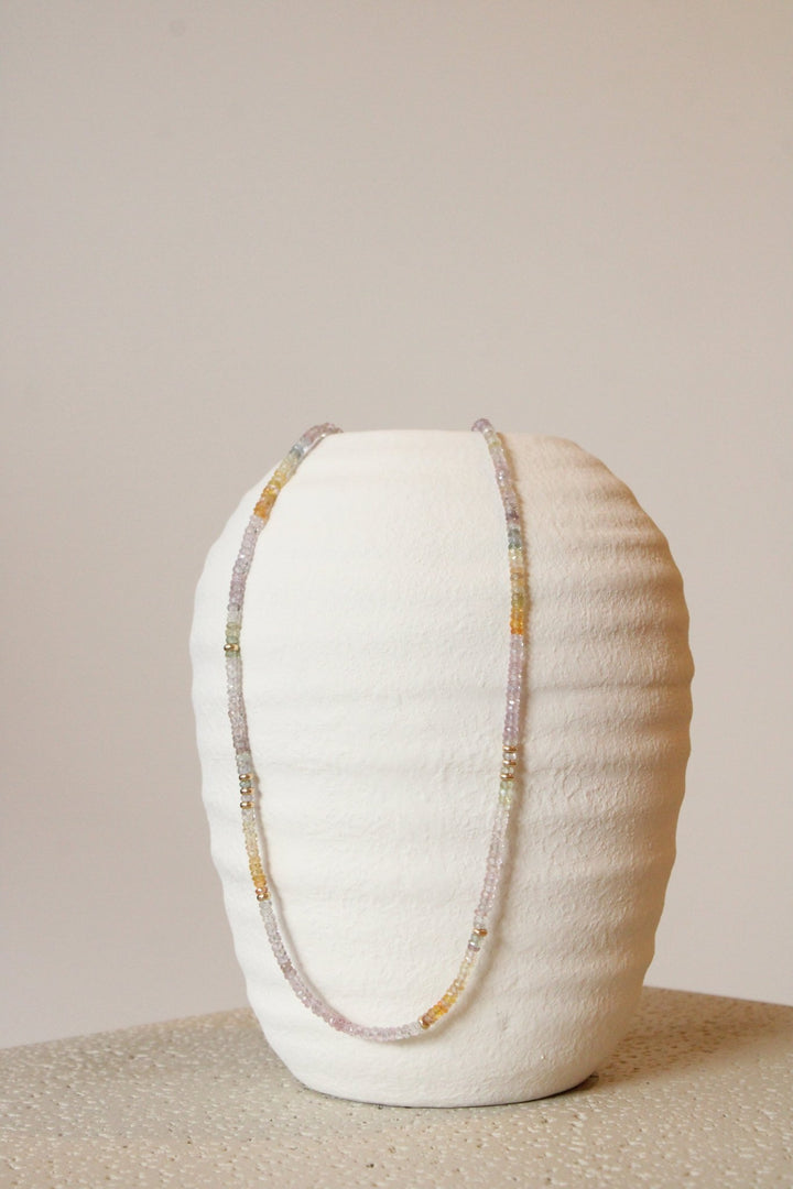 19.5" 'Tulip' Rainbow Sapphire Gem Strand x 14K Gold Beads - Kingdom Jewelry