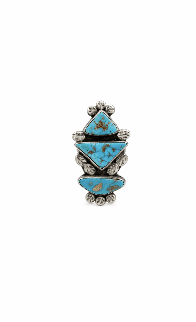 1950's Navajo Natural Turquoise x Split Shank Ring - Kingdom Jewelry