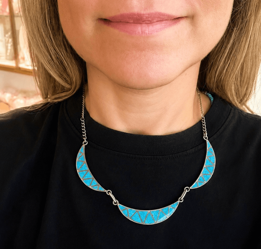 1960's Zuni x Inlay Necklace - Kingdom Jewelry