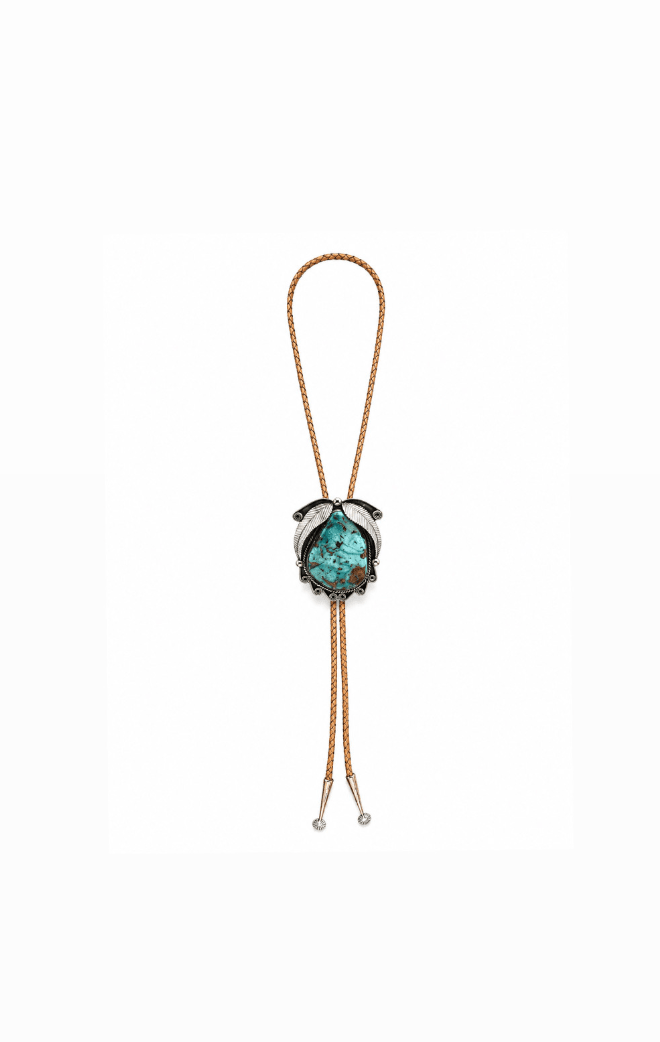 1970's Navajo X American Turquoise Bolo - Kingdom Jewelry