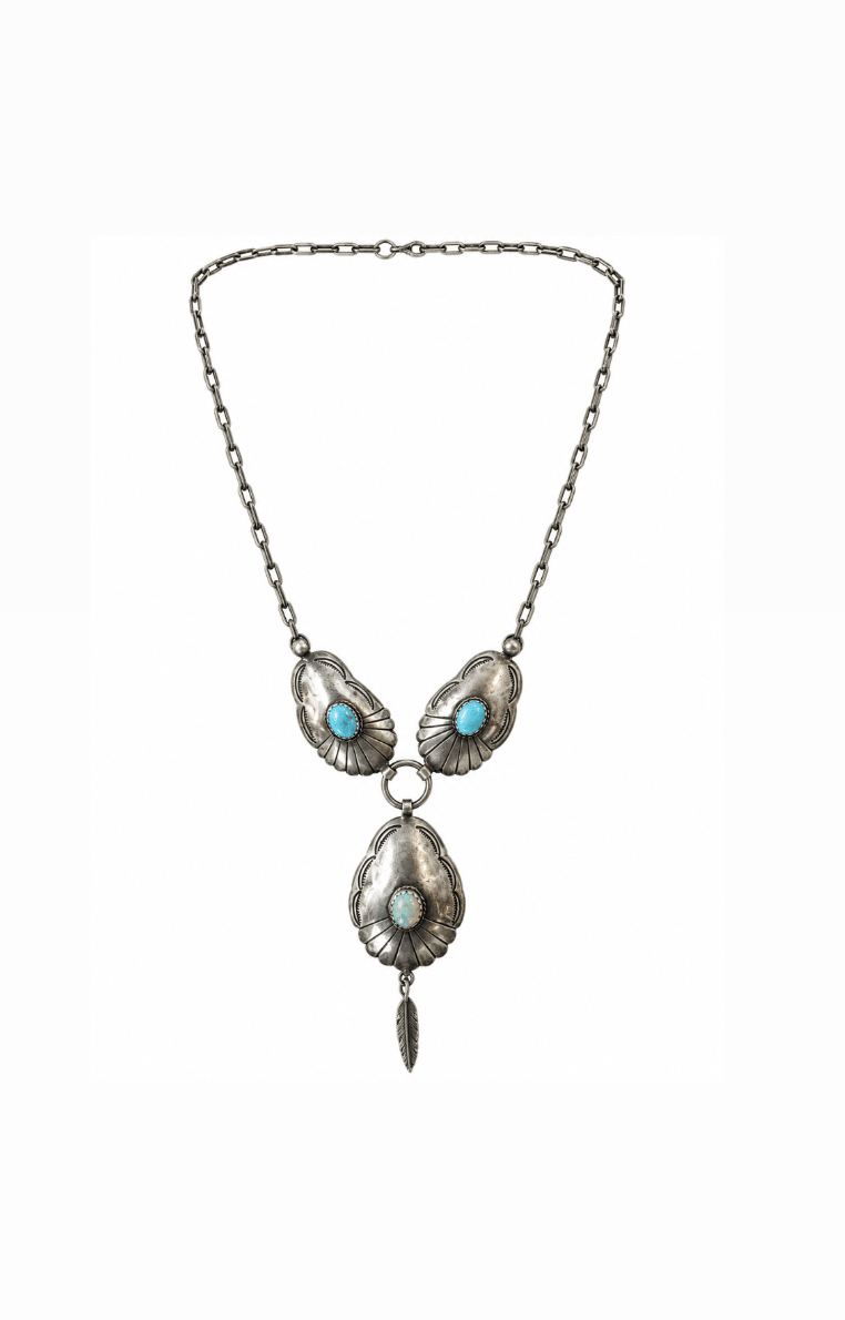 1980's Vintage Turquoise + Opal Necklace - Kingdom Jewelry