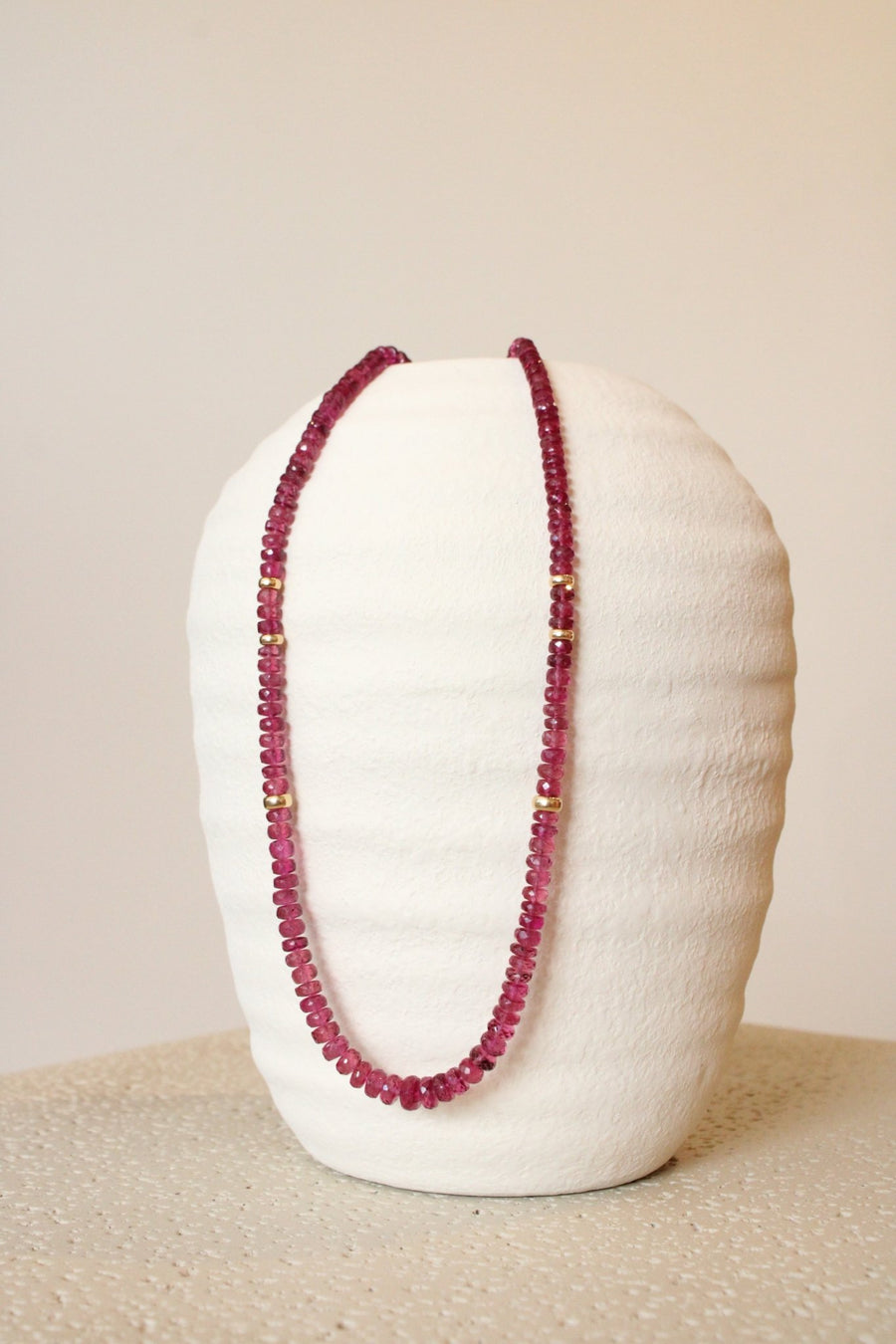 20" Faceted Pink Tourmaline Gem Strand x 14K Gold Beads - Kingdom Jewelry