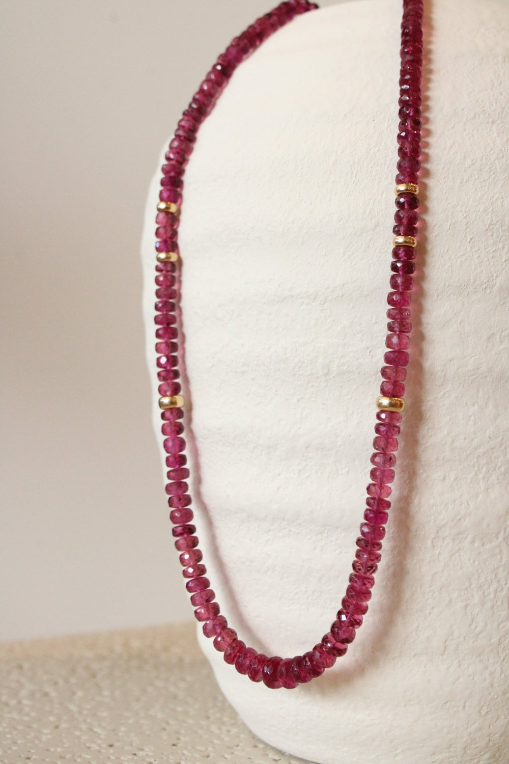 20" Faceted Pink Tourmaline Gem Strand x 14K Gold Beads - Kingdom Jewelry