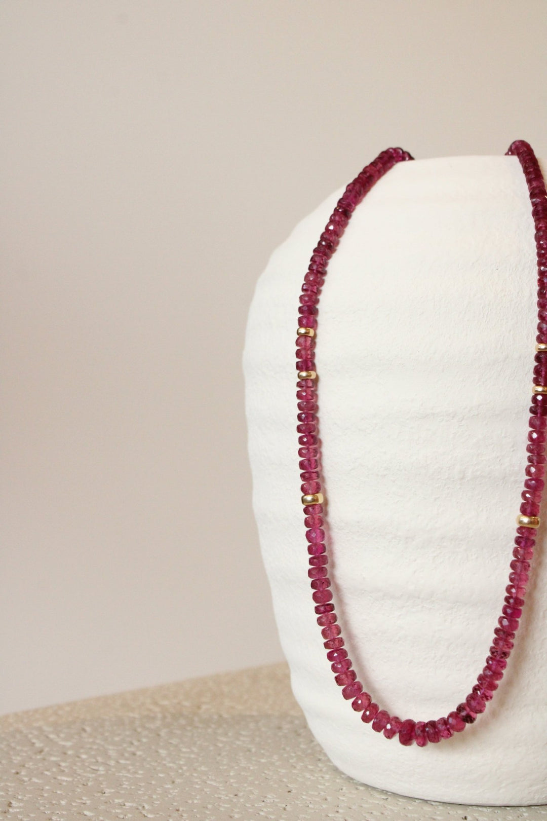 20" Faceted Pink Tourmaline Gem Strand x 14K Gold Beads - Kingdom Jewelry