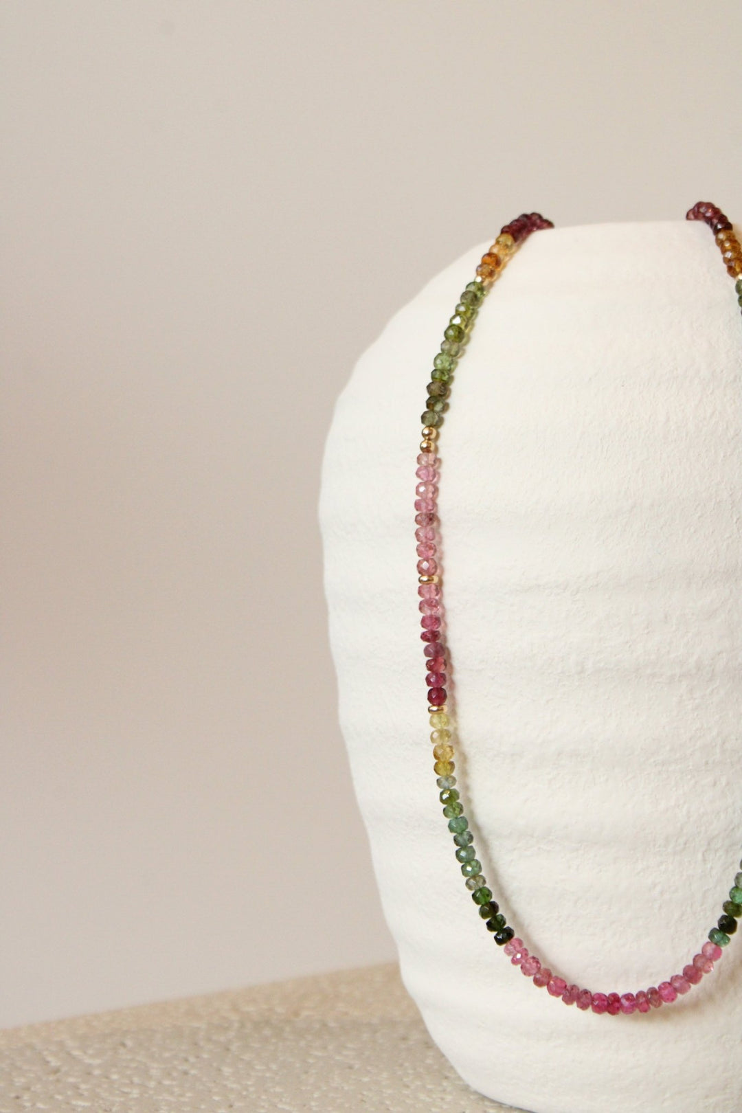 20" Faceted Watermelon Tourmaline Gem Strand x 14K Gold Beads - Kingdom Jewelry