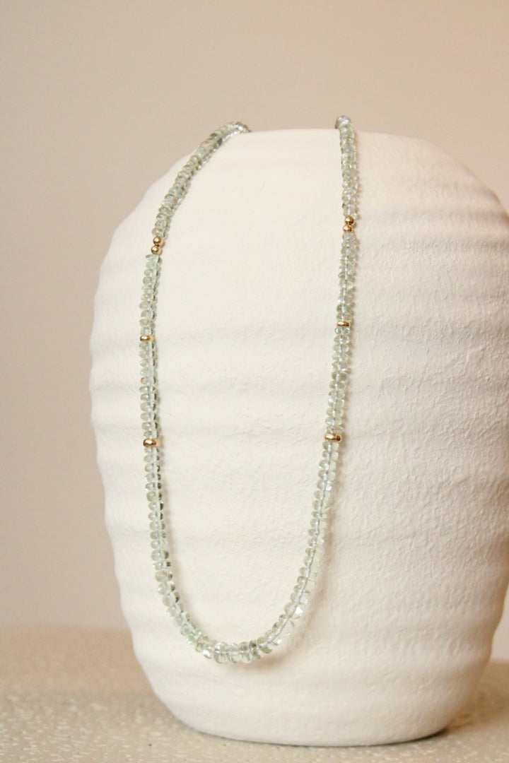20" Minty Smooth Tourmaline Gem Necklace x 14K Gold Beads - Kingdom Jewelry