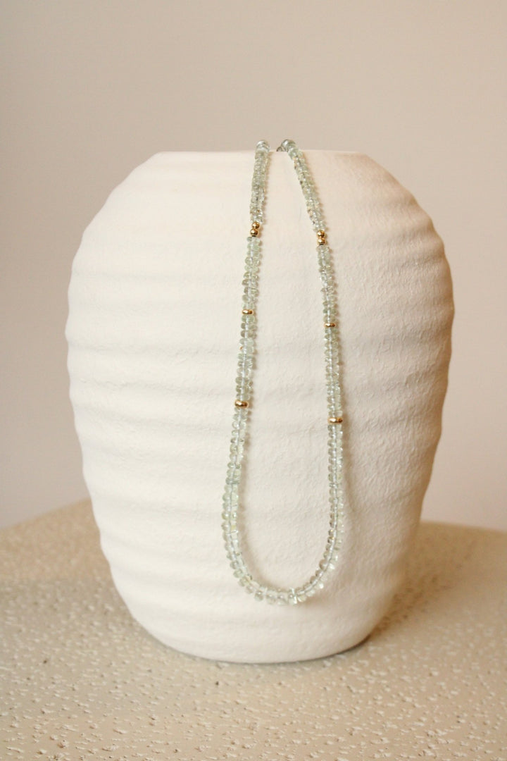 20" Minty Smooth Tourmaline Gem Necklace x 14K Gold Beads - Kingdom Jewelry