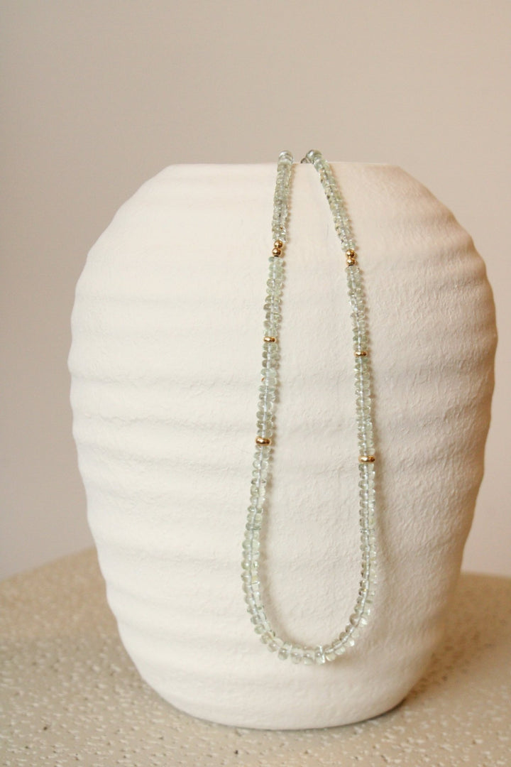 20" Minty Smooth Tourmaline Gem Necklace x 14K Gold Beads - Kingdom Jewelry