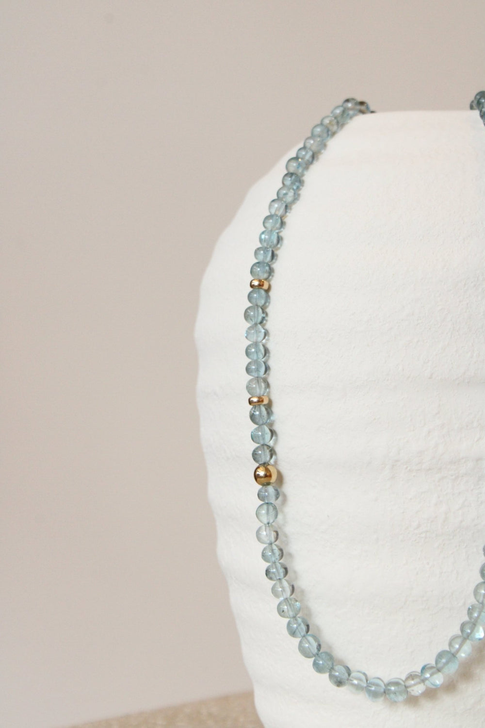 20" Smooth Aquamarine Gem Strand x 14K Gold Beads - Kingdom Jewelry