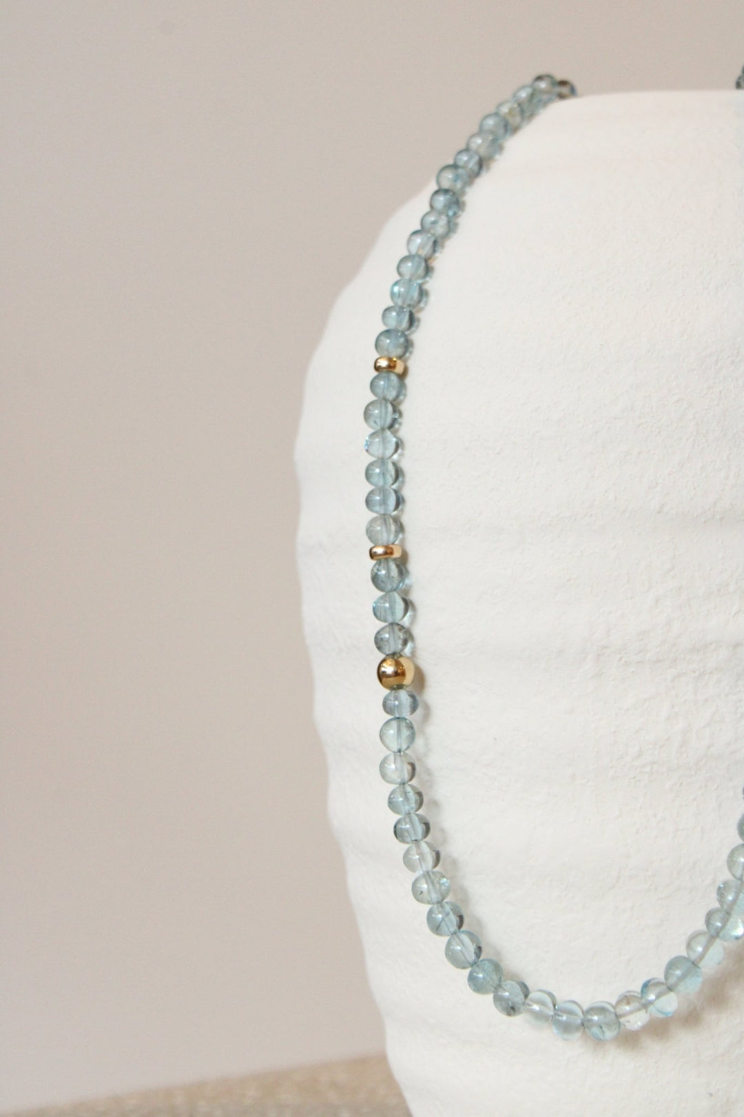 20" Smooth Aquamarine Gem Strand x 14K Gold Beads - Kingdom Jewelry