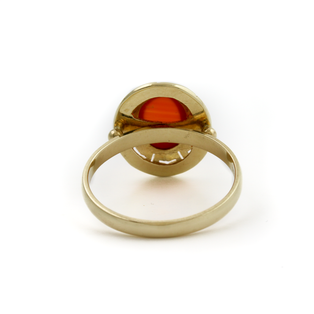 
                      
                        Elegant 14k Gold x Carnelian "Meandros" Signet
                      
                    