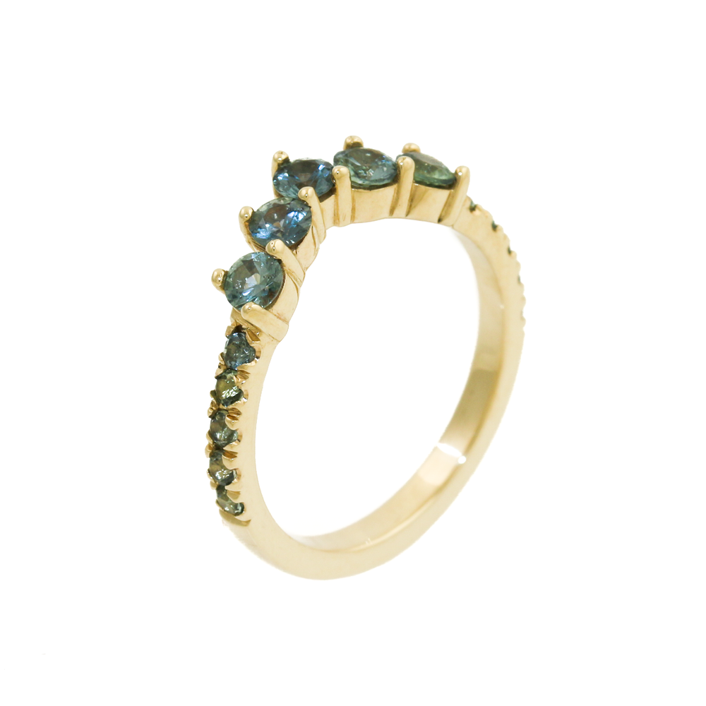 
                  
                    14K Gold Teal Sapphire Tiara Band
                  
                