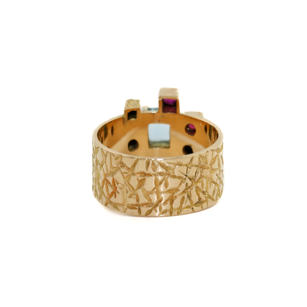 
                      
                        Astounding 18K Gold x Multi-Stone Geometric Ring
                      
                    