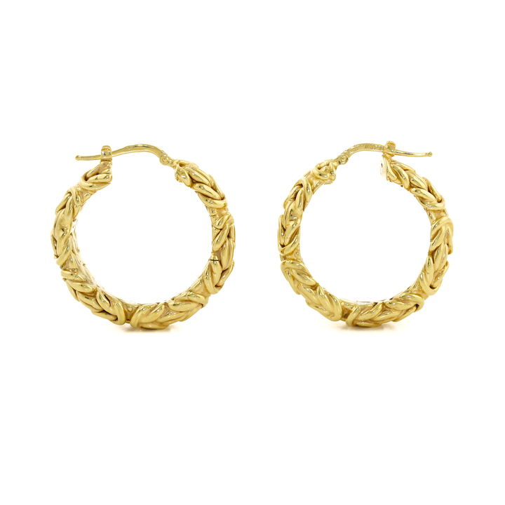 18k Gold x 7mm Byzantine Rope Hoops