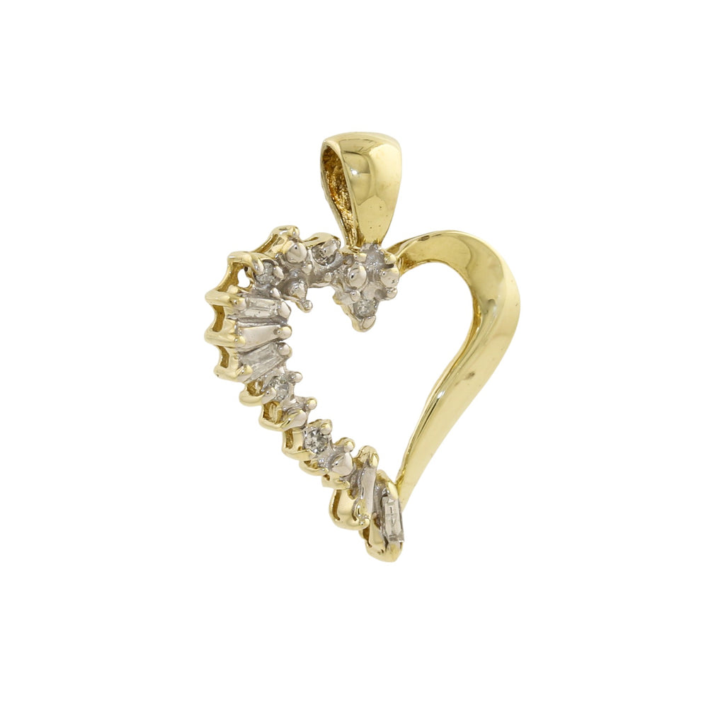 
                      
                        14K Gold x Semi-Baguette Diamond Heart Pendant
                      
                    