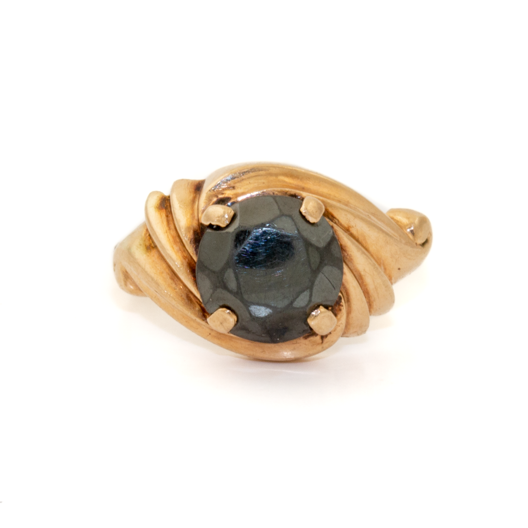 10k Gold x Abstract Rose-Cut Hematite Signet
