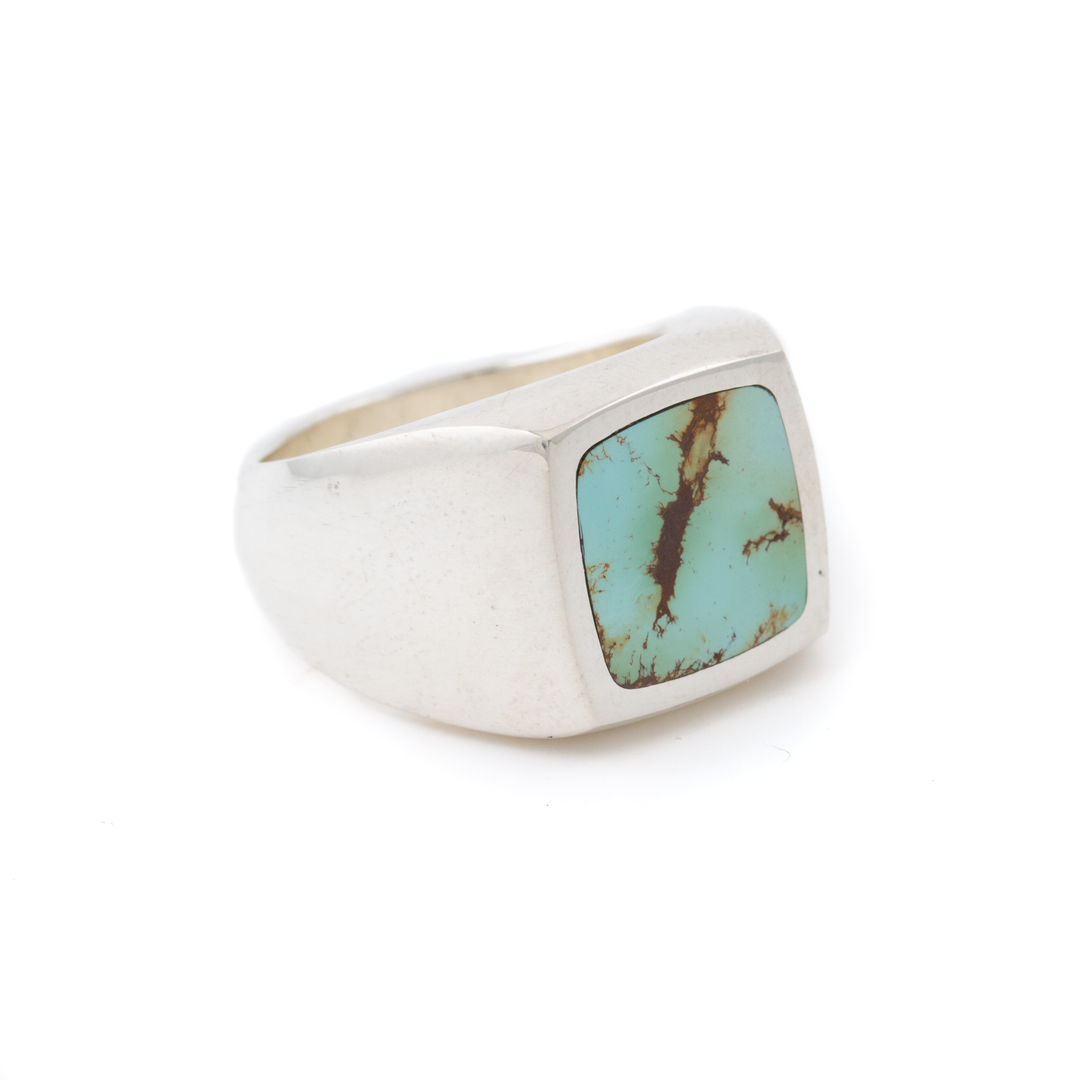 Silver x Royston Turquoise Rounded Square Inlay Signet
