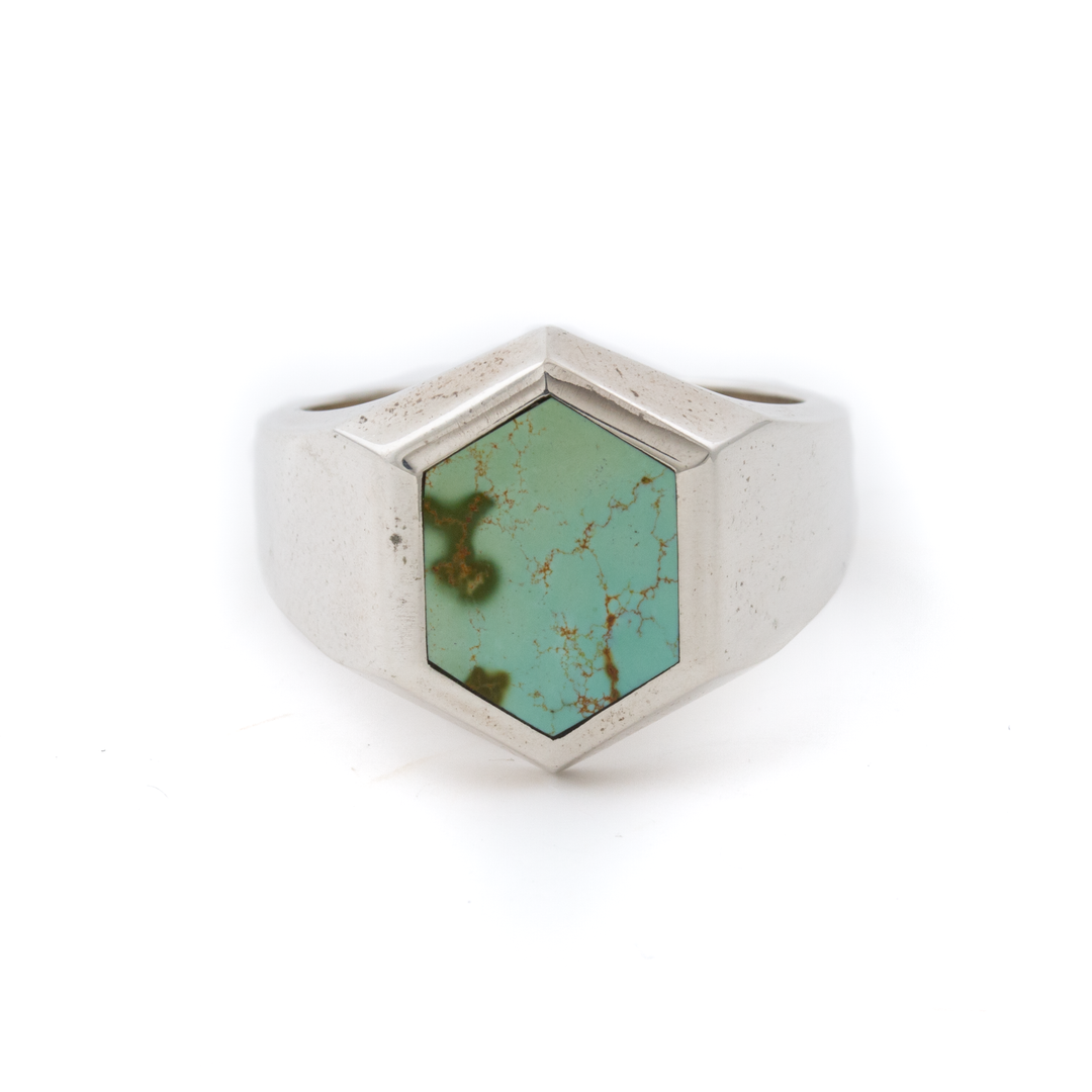 Silver x Hex-Cut Royston Turquoise Signet