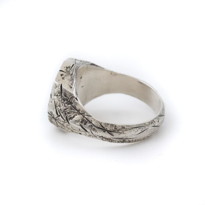 Silver x Royston Turquoise Distressed Hex Inlay Ring
