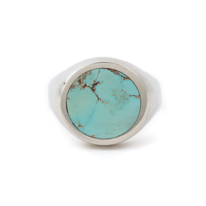 Silver x Armenian Turquoise Round Inlay Signet
