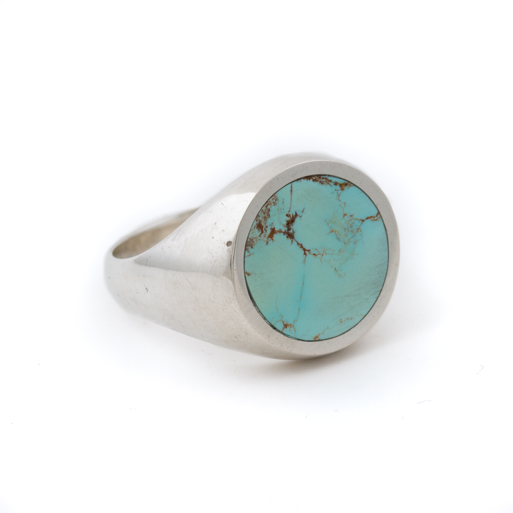 Silver x Armenian Turquoise Round Inlay Signet